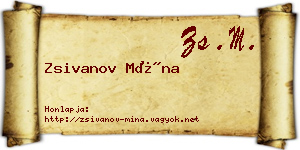 Zsivanov Mína névjegykártya